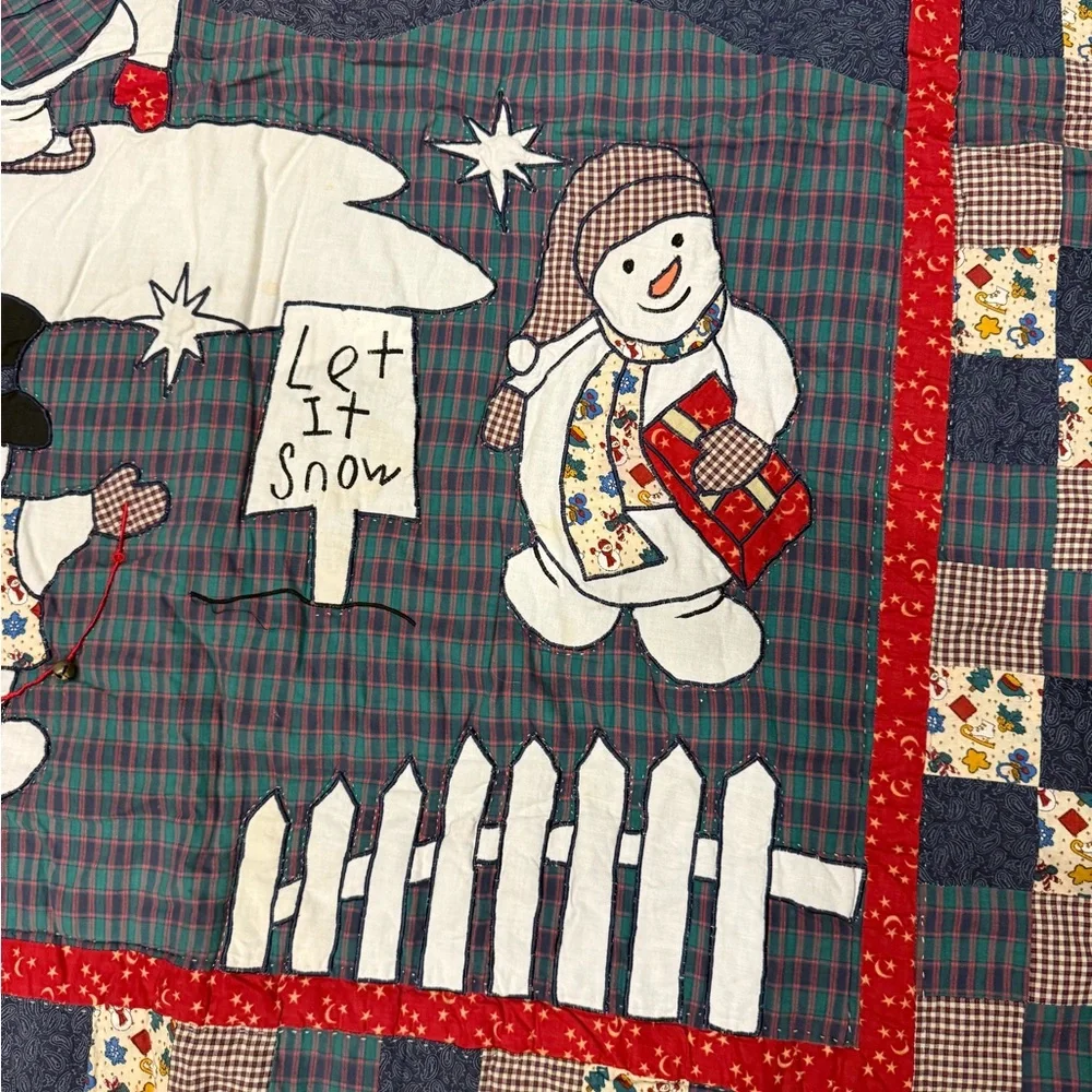 Vintage Snowman Quilted Blanket Wall Hanging 48x60 Holiday Decor